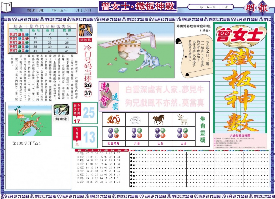 131期曾女士铁板神数A[图]