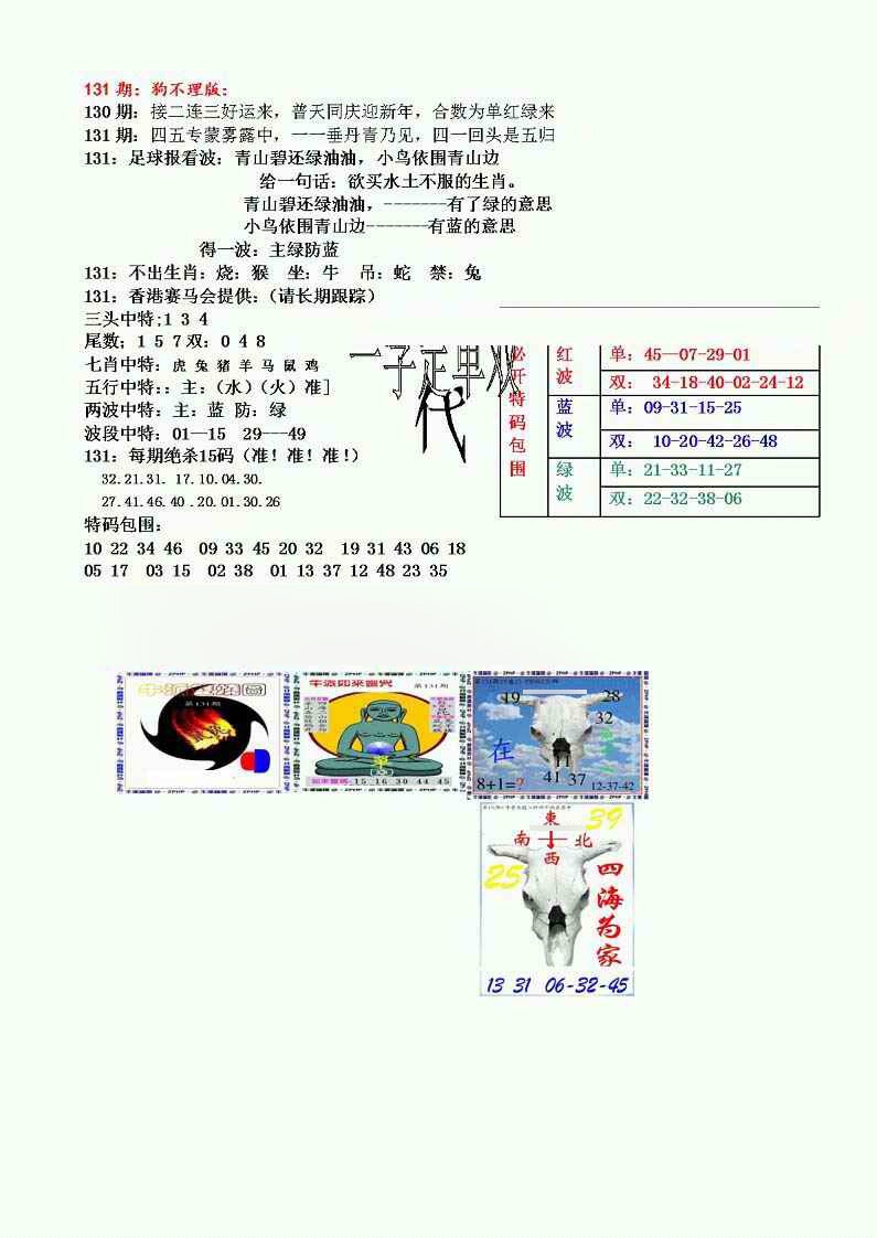 131期狗不理特码报[图]