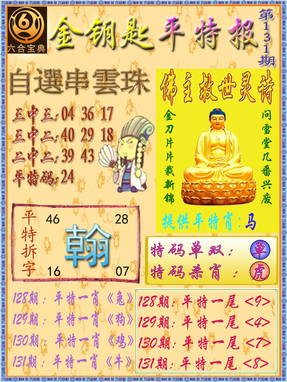 131期金钥匙平特报[图]