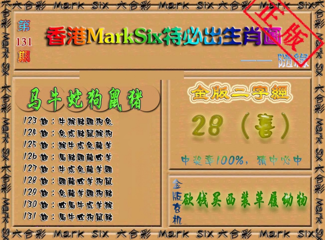 131期特必出生肖图（加大版）[图]